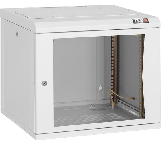 Настенный шкаф TLK 19, 18U, стеклянная дверь, серый TWC-185350-G-W-GY