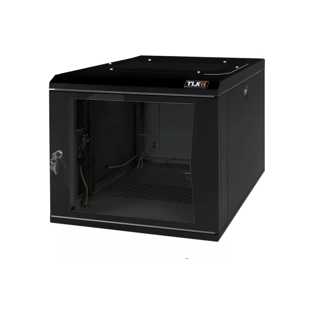 Настенный разборный шкаф TLK 19, 9U, стеклянная дверь, черный TWI ...