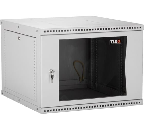 Настенный разборный шкаф TLK 19, 12U, стеклянная дверь, серый TWI-126045-R-G-GY 1