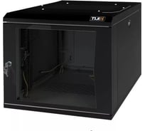 Настенный разборный шкаф TLK 19, 12U, стеклянная дверь, черный TWI-126045-R-G-BK