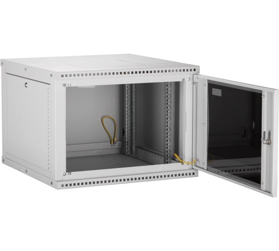 Настенный разборный шкаф TLK 19, 15U, стеклянная дверь, серый TWI-156045-R-G-GY