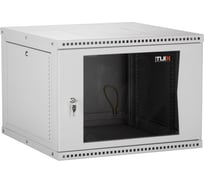 Настенный разборный шкаф TLK 19, 15U, стеклянная дверь, серый TWI-156060-R-G-GY