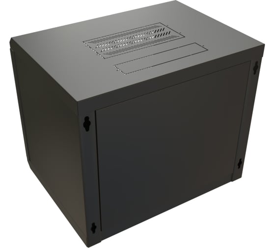 Настенный 19-дюймовый разобранный шкаф WRline WR-TW-1545-GP-RAL9004 (19"), 15U, 775x600x450мм, стеклянная дверь, цвет черный (RAL 9004) 520249