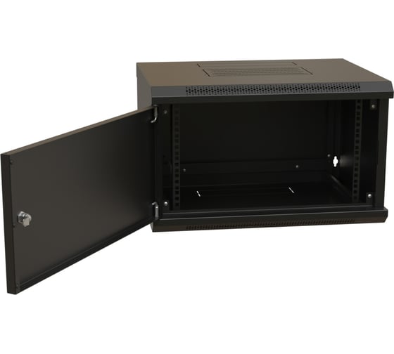 Настенный 19-дюймовый разобранный шкаф WRline WR-TW-0945-SR-RAL9004 (19"), 9U, 500x600x450мм, цельнометаллическая дверь с замком, цвет черный (RAL 9004) 520242