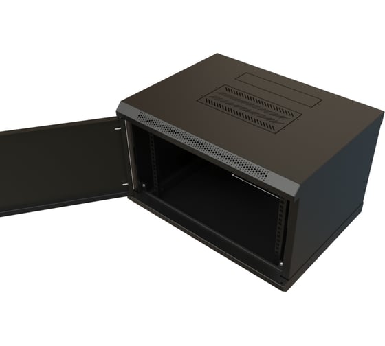 Настенный 19-дюймовый разобранный шкаф WRline WR-TW-0945-SR-RAL9004 (19"), 9U, 500x600x450мм, цельнометаллическая дверь с замком, цвет черный (RAL 9004) 520242
