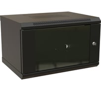 Настенный 19-дюймовый разобранный шкаф WRline WR-TW-0645-GP-RAL9004 (19"), 6U, 367x600x450мм, стеклянная дверь, цвет черный (RAL 9004) 520237