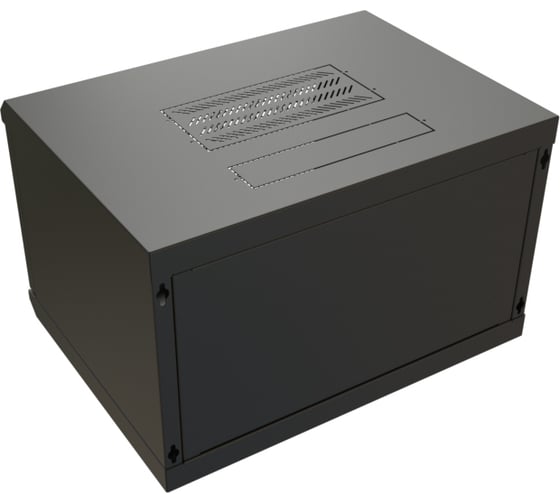 Настенный 19-дюймовый разобранный шкаф WRline WR-TW-0645-GP-RAL9004 (19"), 6U, 367x600x450мм, стеклянная дверь, цвет черный (RAL 9004) 520237