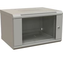 Настенный 19-дюймовый разобранный шкаф WRline WR-TW-0645-GP-RAL7035 (19"), 6U, 367x600x450мм, стеклянная дверь, цвет серый (RAL 7035) 520992