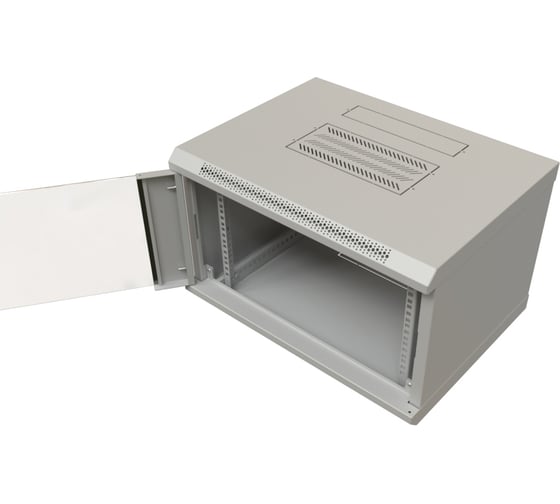 Настенный 19-дюймовый разобранный шкаф WRline WR-TW-0645-GP-RAL7035 (19"), 6U, 367x600x450мм, стеклянная дверь, цвет серый (RAL 7035) 520992