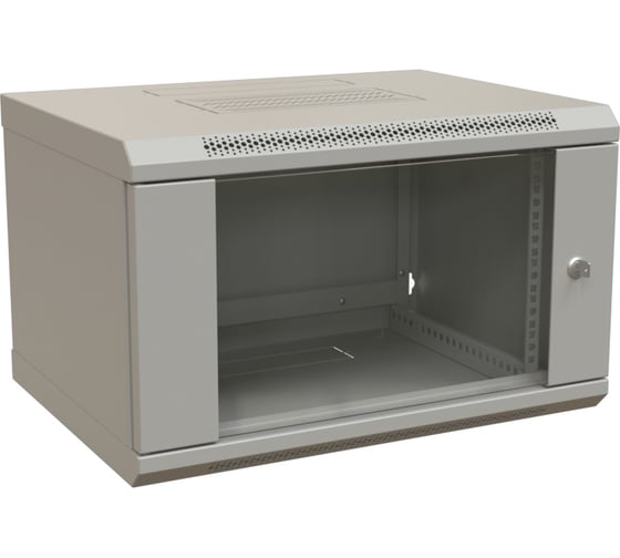 Настенный 19-дюймовый разобранный шкаф WRline WR-TW-0645-GP-RAL7035 (19"), 6U, 367x600x450мм, стеклянная дверь, цвет серый (RAL 7035) 520992 1