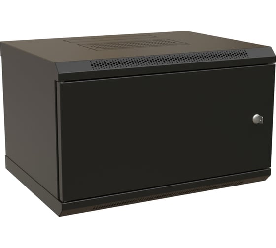 Настенный 19-дюймовый разобранный шкаф WRline WR-TW-0645-SR-RAL9004 (19"), 6U, 367x600x450мм, цельнометаллическая дверь с замком, цвет черный (RAL 9004) 520238