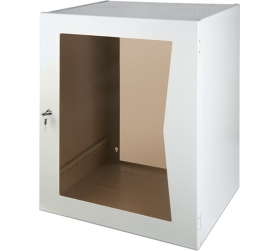 Настенный неразборный шкаф КДДС 19, 6u, стеклянная дверь, 600x450, серый УТ-00001655