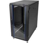 Телекоммуникационный напольный шкаф ЦМО ШТК-М, IP20, 27U, 1360x600x1000 мм (ВхШхГ), дверь: стекло, задняя дверь: металлическая стенка, боковая панель: сплошная съемная, цвет: чёрный ШТК-М-27.6.10-1ААА-9005