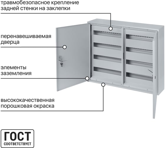 Щит TDM ELECTRIC ЩРН-144 632x780x120 мм, 2-х дверный SQ0905-0024