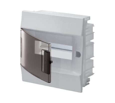 Бокс в нишу ABB Mistral41 8М прозрачная дверь c клемм, белый 1SLM004101A2202