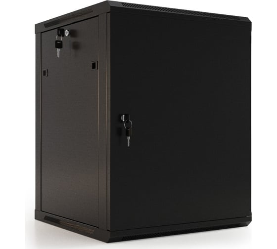 Настенный шкаф Hyperline TWB-0445-SR-RAL9004 19-дюймовый (19"), 4U, 278x600x450, металлическая передняя дверь с замком, две боковые панели, Цвет черный (RAL 9004) (разобранный) 395299 1