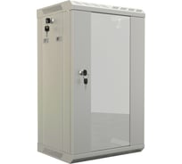 Настенный шкаф Hyperline TDB-15U-GP-RAL7035 10'', 15U, 774,5x390x300, уст. размер 254 , со стеклянной дверью, открывающиеся стенки, возможность установки вентилятора, Цвет серый (RAL 7035) (собранный) 451875