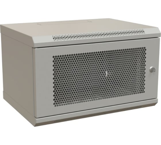Настенный шкаф WRLine WR-TW-0645-SD-RAL7035 19-дюймовый (19"), 6U, 367x600x450, перфорированная металлическая дверь с замком, Цвет серый (RAL 7035) (разобранный) 521262 1