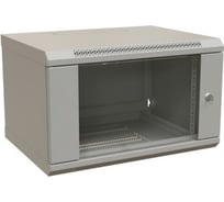 Настенный шкаф WRLine WR-TW-0666-GP-RAL7035 19-дюймовый (19"), 6U, 367x600x600, стеклянная дверь, Цвет серый (RAL 7035) (разобранный) 520994