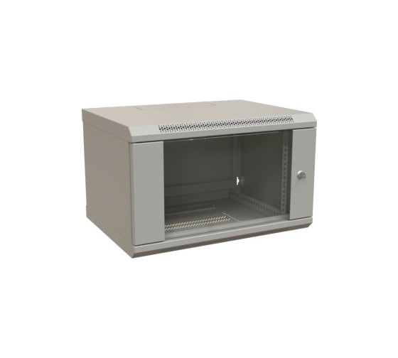 Настенный шкаф WRLine WR-TW-0666-GP-RAL7035 19-дюймовый (19"), 6U, 367x600x600, стеклянная дверь, Цвет серый (RAL 7035) (разобранный) 520994 1