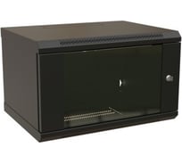 Настенный шкаф WRLine WR-TW-0666-GP-RAL9004 19-дюймовый (19"), 6U, 367x600x600, стеклянная дверь, Цвет черный (RAL 9004) (разобранный) 520239