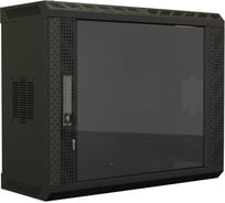 Настенный шкаф Hyperline TWS-0625-GP-RAL9004 19-дюймовый (19"), 6U, 367x600x250, со стеклянной дверью, несъемные боковые панели, Цвет черный (RAL 9004) (собранный) 447458