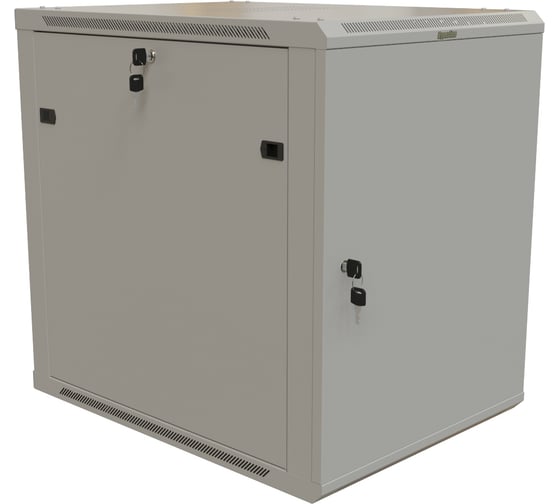Настенный шкаф Hyperline TWB-1568-SR-RAL7035 19-дюймовый (19"), 15U, 775x600x800, металлическая передняя дверь с замком, две боковые панели, Цвет серый (RAL 7035) (разобранный) 493230