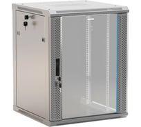 Настенный шкаф Hyperline TWB-1566-GP-RAL7035 19-дюймовый (19"), 15U, 775x600x600, стеклянная дверь с перфорацией по бокам, ручка с замком, Цвет серый (RAL 7035) (разобранный) 452000