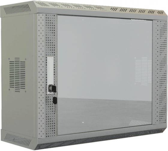 Настенный шкаф Hyperline TWS-2225-GP-RAL7035 19-дюймовый (19"), 22U, 1086x600x250, со стеклянной дверью, несъемные боковые панели, Цвет серый (RAL 7035) (собранный) 480610