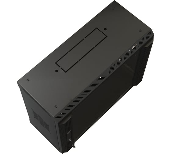 Настенный шкаф Hyperline TWS-2225-GP-RAL9004 19-дюймовый (19"), 22U, 1086x600x250, со стеклянной дверью, несъемные боковые панели, Цвет черный (RAL 9004) (собранный) 454661