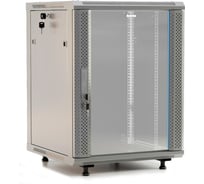 Настенный шкаф Hyperline TWB-FC-1545-GP-RAL7035 19-дюймовый (19"), 15U, 775x600x450, стеклянная дверь с перфорацией по бокам, ручка с замком, с возможностью установки на ножки (в комплекте), Цвет серый (RAL 7035) (разобранный) 452017