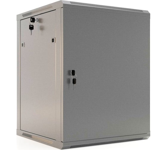 Настенный шкаф Hyperline TWB-1245-SR-RAL7035 19-дюймовый (19"), 12U, 650x600x450, металлическая передняя дверь с замком, две боковые панели, Цвет серый (RAL 7035) (разобранный) 451995 1