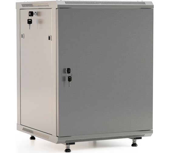 Настенный шкаф Hyperline TWB-FC-1845-SR-RAL7035 19-дюймовый (19"), 18U, 908x600x450, металлическая передняя дверь с замком, две боковые панели, с возможностью установки на ножки (в комплекте), Цвет серый (RAL 7035) (разобранный) 452022 1
