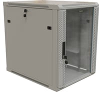 Настенный шкаф Hyperline TWB-1268-GP-RAL7035 19-дюймовый (19"), 12U, 650x600x800, стеклянная дверь с перфорацией по бокам, ручка с замком, Цвет серый (RAL 7035) (разобранный) 493227