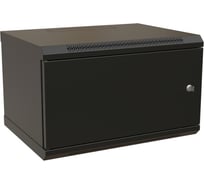 Настенный шкаф WRLine WR-TW-0966-SR-RAL9004 19-дюймовый (19"), 9U, 500x600x600, цельнометаллическая дверь с замком, Цвет черный (RAL 9004) (разобранный) 520244