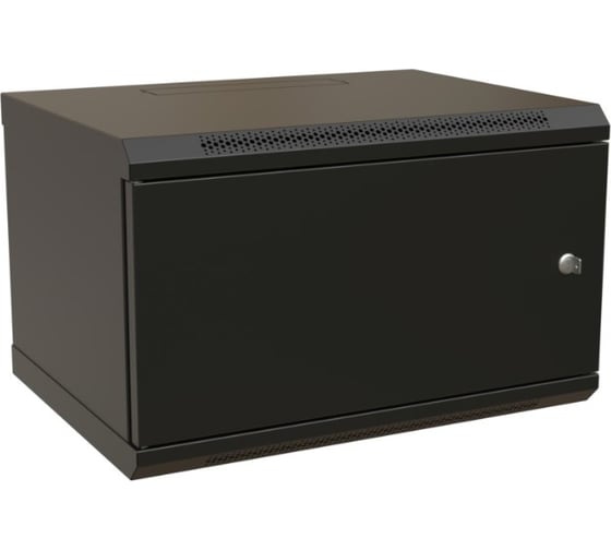 Настенный шкаф WRLine WR-TW-0966-SR-RAL9004 19-дюймовый (19"), 9U, 500x600x600, цельнометаллическая дверь с замком, Цвет черный (RAL 9004) (разобранный) 520244 1