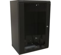 Настенный шкаф WRLine WR-TW-2245-GP-RAL9004 19-дюймовый (19"), 22U, 1086x600x450, стеклянная дверь, Цвет черный (RAL 9004) (разобранный) 520257