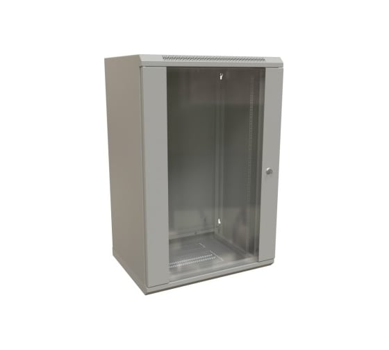 Настенный шкаф WRLine WR-TW-1866-GP-RAL7035 19-дюймовый (19"), 18U, 908x600x600, стеклянная дверь, Цвет серый (RAL 7035) (разобранный) 521010 1