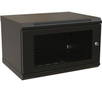 Настенный шкаф WRLine WR-TW-0666-SD-RAL9004 19-дюймовый (19"), 6U, 367x600x600, перфорированная металлическая дверь с замком, Цвет черный (RAL 9004) (разобранный) 521251