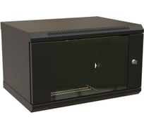 Настенный шкаф WRLine WR-TW-0945-GP-RAL9004 19-дюймовый (19"), 9U, 500x600x450, стеклянная дверь, Цвет черный (RAL 9004) (разобранный) 520241