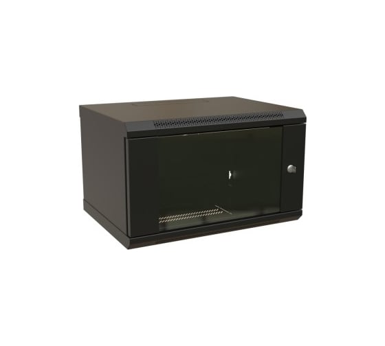 Настенный шкаф WRLine WR-TW-0945-GP-RAL9004 19-дюймовый (19"), 9U, 500x600x450, стеклянная дверь, Цвет черный (RAL 9004) (разобранный) 520241 1
