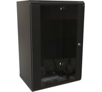 Настенный шкаф WRLine WR-TW-1845-GP-RAL9004 19-дюймовый (19"), 18U, 908x600x450, стеклянная дверь, Цвет черный (RAL 9004) (разобранный) 520253