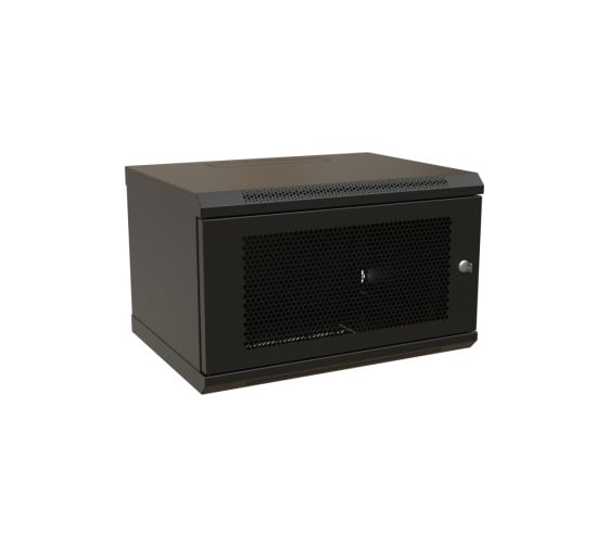 Настенный шкаф WRLine WR-TW-0945-SD-RAL9004 19-дюймовый (19"), 9U, 500x600x450, перфорированная металлическая дверь с замком, Цвет черный (RAL 9004) (разобранный) 521252