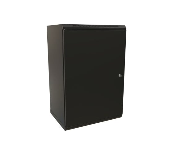 Настенный шкаф WRLine WR-TW-1866-SR-RAL9004 19-дюймовый (19"), 18U, 908x600x600, цельнометаллическая дверь с замком, Цвет черный (RAL 9004) (разобранный) 520256