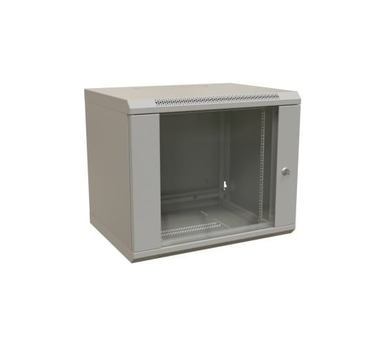 Настенный шкаф WRLine WR-TW-1245-GP-RAL7035 19-дюймовый (19"), 12U, 650x600x450, стеклянная дверь, Цвет серый (RAL 7035) (разобранный) 521000 1