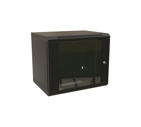 Настенный шкаф WRLine WR-TW-1245-GP-RAL9004 19-дюймовый (19"), 12U, 650x600x450, стеклянная дверь, Цвет черный (RAL 9004) (разобранный) 520245 1