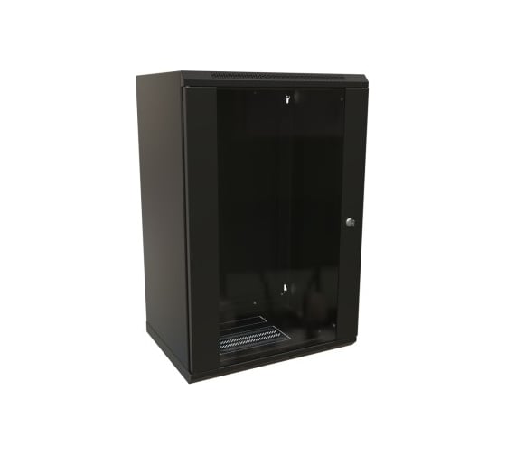 Настенный шкаф WRLine WR-TW-2266-GP-RAL9004 19-дюймовый (19"), 22U, 1086x600x600, стеклянная дверь, Цвет черный (RAL 9004) (разобранный) 520259 1