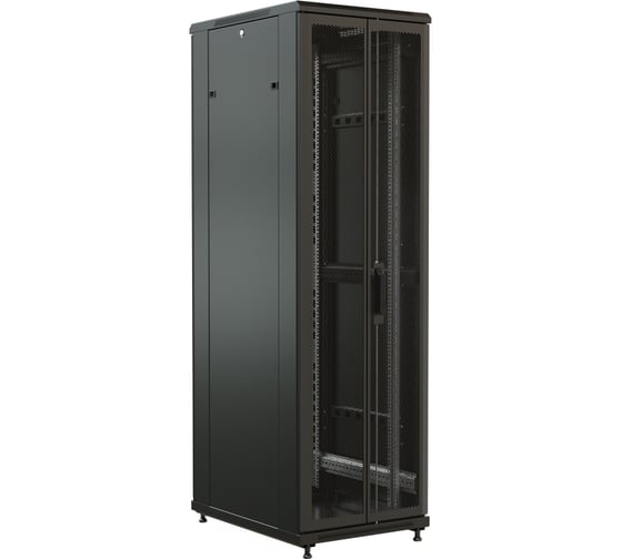 19-дюймовый напольный шкаф WRLine WR-TT-2761-DD-RAL9004 27U, 1388x600x1000 мм (ВхШхГ), передняя и задняя распашные перфорированные двери (75%), цвет черный (RAL 9004) (разобранный) 520183 1