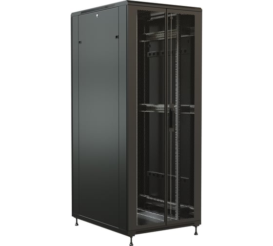 19-дюймовый напольный шкаф WRLine WR-TT-3288-DD-RAL9004 32U, 1610x800x800 мм (ВхШхГ), передняя и задняя распашные перфорированные двери (75%), цвет черный (RAL 9004) (разобранный) 520191 1