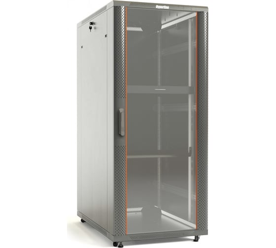 Напольный 19-дюймовый шкаф Hyperline TTB-2288-AS-RAL7035 22U, 1166x800x800 мм (ВхШхГ), передняя дверь стеклянная, задняя дверь сплошная, ручка с замком, 2 вертикальных кабельных организатора, цвет серый (RAL 7035) (разобранный) 451922 1